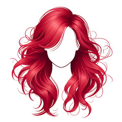 Woman with long red hair, illustration over a transparent background, PNG image