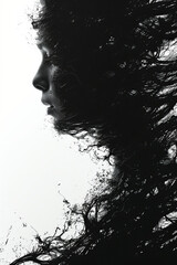 Mental disorder concept. A person with Post-Traumatic Stress Disorder (PTSD), creative illustration.