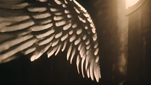 Illuminated White Angel Wing Generative AI