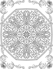 Printable Mandala Coloring Page for Adults. Educational Resources for School for Kids. Adults Coloring Book. Mandala Coloring Activity Worksheet.