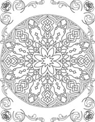 Printable Mandala Coloring Page for Adults. Educational Resources for School for Kids. Adults Coloring Book. Mandala Coloring Activity Worksheet.