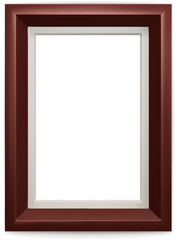 Dark brown modern frame isolated on white background. Realistic rectangle frames mockup. Classic Photo wooden frame. Borders set for painting, poster, photo gallery. 3d png illustration.