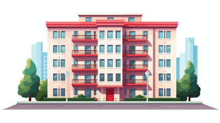 Apartment building house exterior icon. City modern