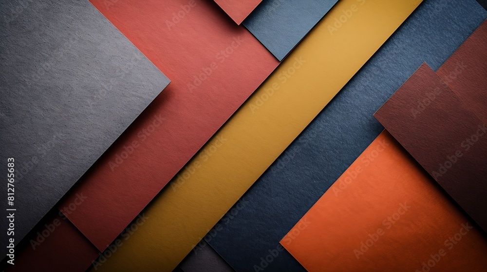 Poster from above layout of colorful cardboard sheets in brown and grey shades : generative ai