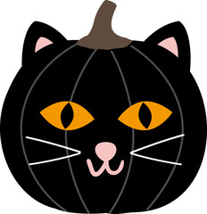 Cat face pumpkin elements for Halloween. 
Black cat vector illustration.
Happy Halloween.
