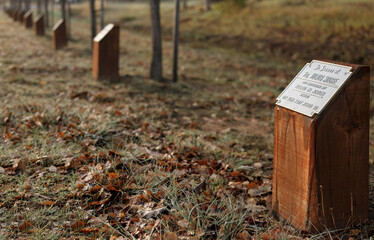 War memorial, Nannup, Western Australia. Metal plaques on wooden posts.
