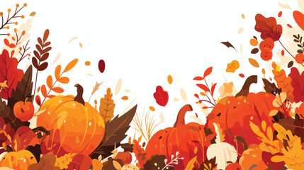 Autumn season promo banner design with spots graphi