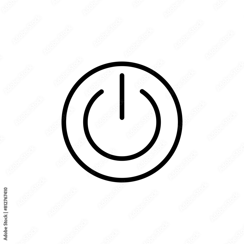 Poster power button line icon, outline shutdown symbol on white background..eps