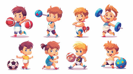 baby in diapers playing sports illustration comic c