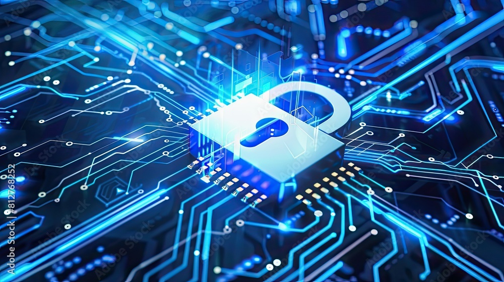 Poster Cyber ​​security and data protection, internet network security