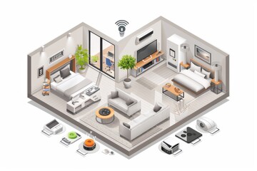 Obraz premium Surveillance app technology isolates watchful scenarios, employing AI in secure networks for white-listed security measures.