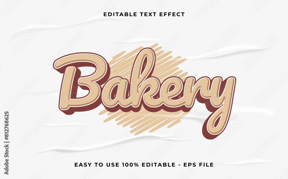 Poster bakery editable text effect. minimalist vector text effect.