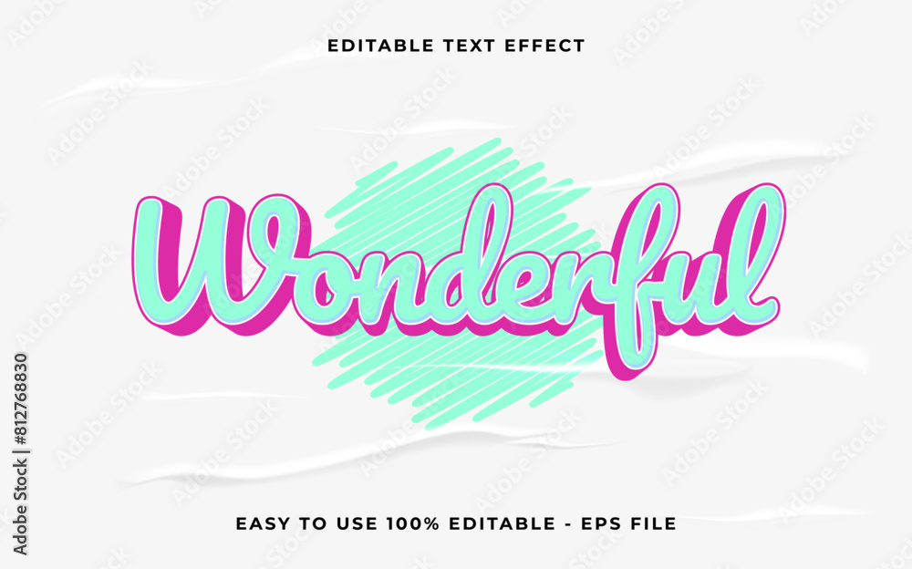 Poster wonderful editable text effect. minimalist vector text effect.