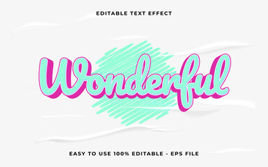 wonderful editable text effect. Minimalist vector text effect.