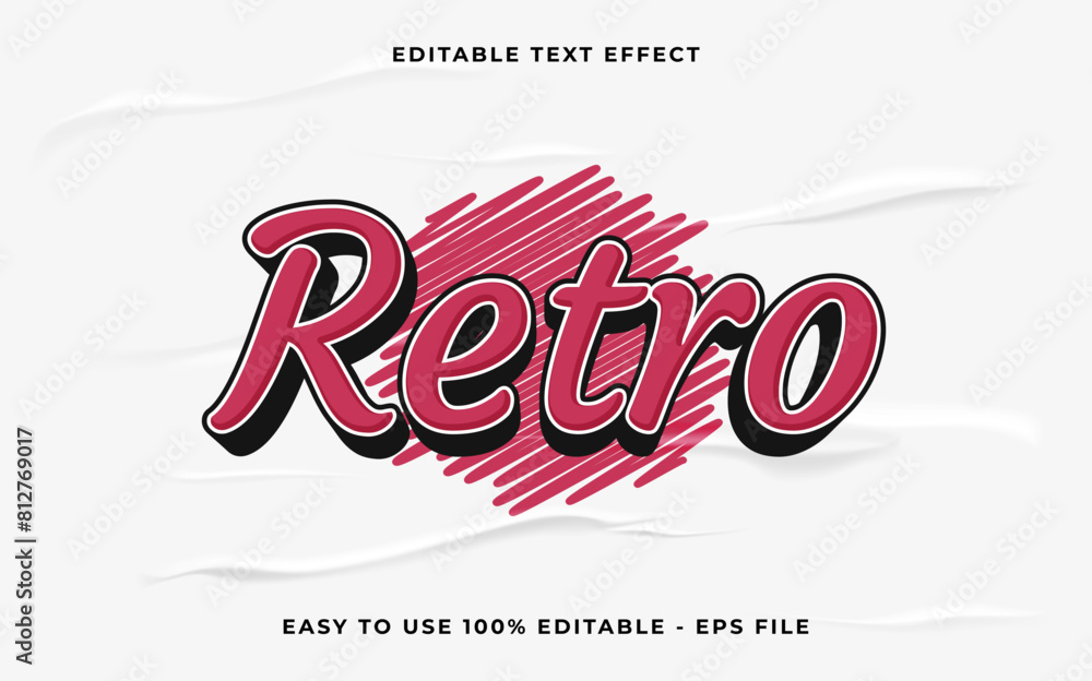 Poster retro editable text effect. minimalist vector text effect.