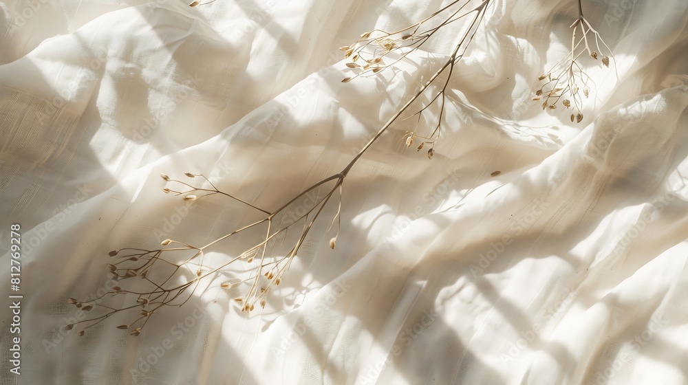 Aufkleber aesthetic natural minimalistic background elegant sunlight floral shadows on a neutral beige linen t