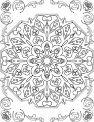 Printable Mandala Coloring Page for Adults. Educational Resources for School for Kids. Adults Coloring Book. Mandala Coloring Activity Worksheet.
