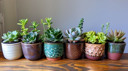 Fototapeta premium A captivating display of carefully arranged potted succulents.