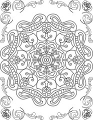 Printable Mandala Coloring Page for Adults. Educational Resources for School for Kids. Adults Coloring Book. Mandala Coloring Activity Worksheet.