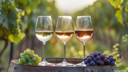 Three Wine Glasses at Sunset