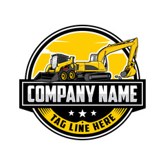 excavator,  Skid steer company  logo vector image