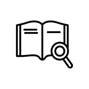 recommend clip art: Searching in a book line icon. Education icon. Book icon isolated on white background. Transparent background, minimalist symbol. Vector images
