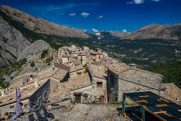 A glimpse of the small village of Castrovalva, in the province of L'Aquila in Abruzzo, part of the...