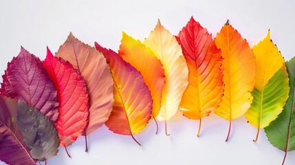 Autumn leafs colorful rainbow color gradient summer autumn season change concept : Generative AI