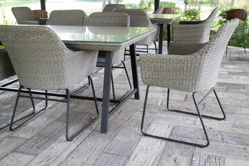 Garden seats in a coffee cafe concept of relaxing