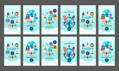 world population day social media template vector flat design