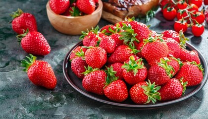 fresh ripe red strawberries exocit healthy bio fruit food panorama banner generative ai
