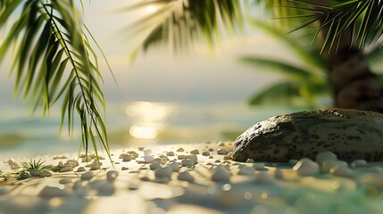 Tranquil scenery relaxing beach tropical landscape design Summer vacation travel holiday design : Generative AI