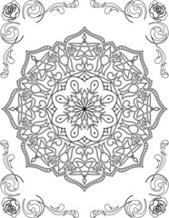 Printable Mandala Coloring Page for Adults. Educational Resources for School for Kids. Adults Coloring Book. Mandala Coloring Activity Worksheet.