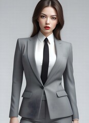 Radiant woman wearing sexy business suit, high quality portrait, isolated on a background