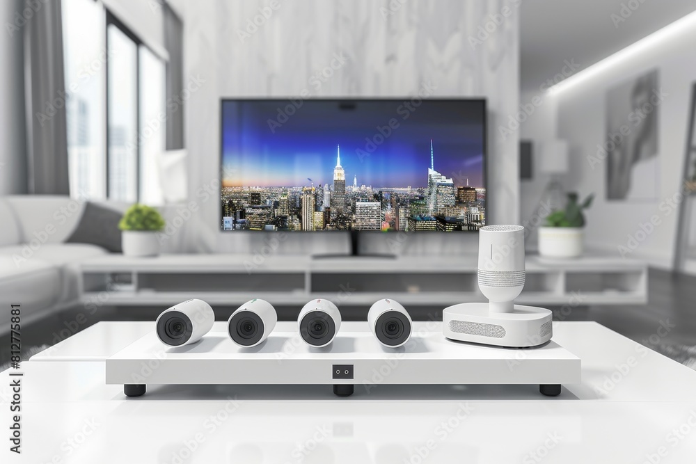 Poster smart homeicon digital protection combines modern safeguarding with automation for secure indoor sur