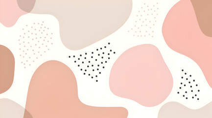 A colorful abstract background with a pink and white color scheme. The background is filled with various shapes and dots, giving it a playful and whimsical feel. Generative AI