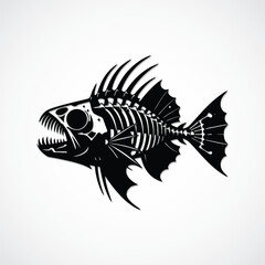 Fish Skeleton Silhouette - Vector File

A striking black and white silhouette of a fish skeleton, detailed with intricate bones and fins. Suitable for marine-themed designs and educational materials.
