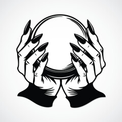 Mystic Crystal Ball in Hands - Vector File

Monochrome vector of hands holding a crystal ball, symbolizing mystery and fortune telling. Ideal for themes related to mysticism and the occult.