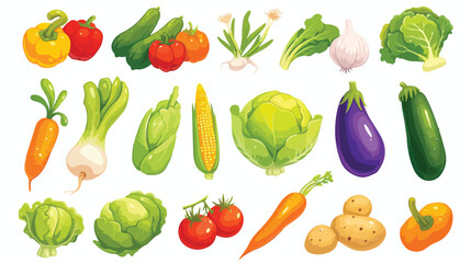 big set of different vegetables tomato zucchini cab