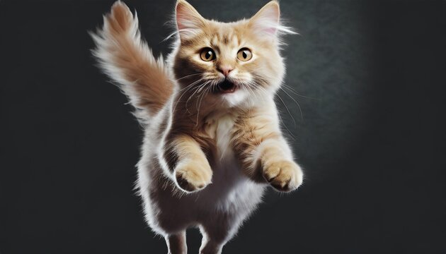 cute cat jumping transparent isolated background ai generated