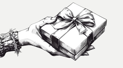 black and white graphic line art gift box logo temp
