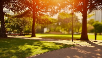 out of focus background plate of beautiful suburban park and sunshine