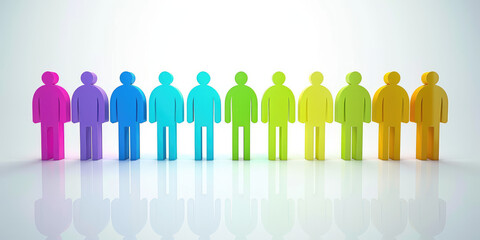 Multicolored human figures together. Creative background of unification and teamwork. People community diversity concept office workplace.