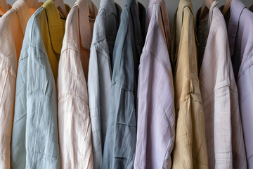 Variety of Casual and Stylish V-Neck Linen Shirts– Summery Aesthetic in Pastel and Neutral Shades