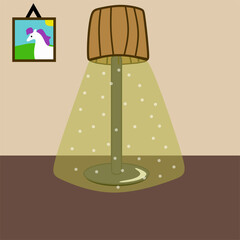 Cartoon Stand lamp hand drawn illustration.