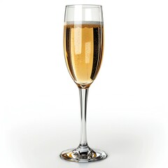 Digital image of champagne flute , isolated on white background , high quality, high resolution