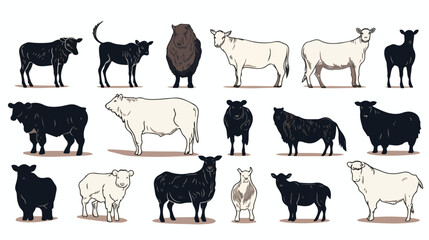 Black shaded contour farming of animals. Livestock