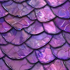 Dragon scale in glossy and shiny purple color. Seamless tile pattern background of snake or monster.