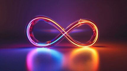 Illustration of an infinity sign of light trails in 3D