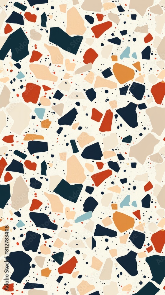 Poster harmonious diversity: a captivating mosaic tile pattern composed of various shapes and sizes, creati